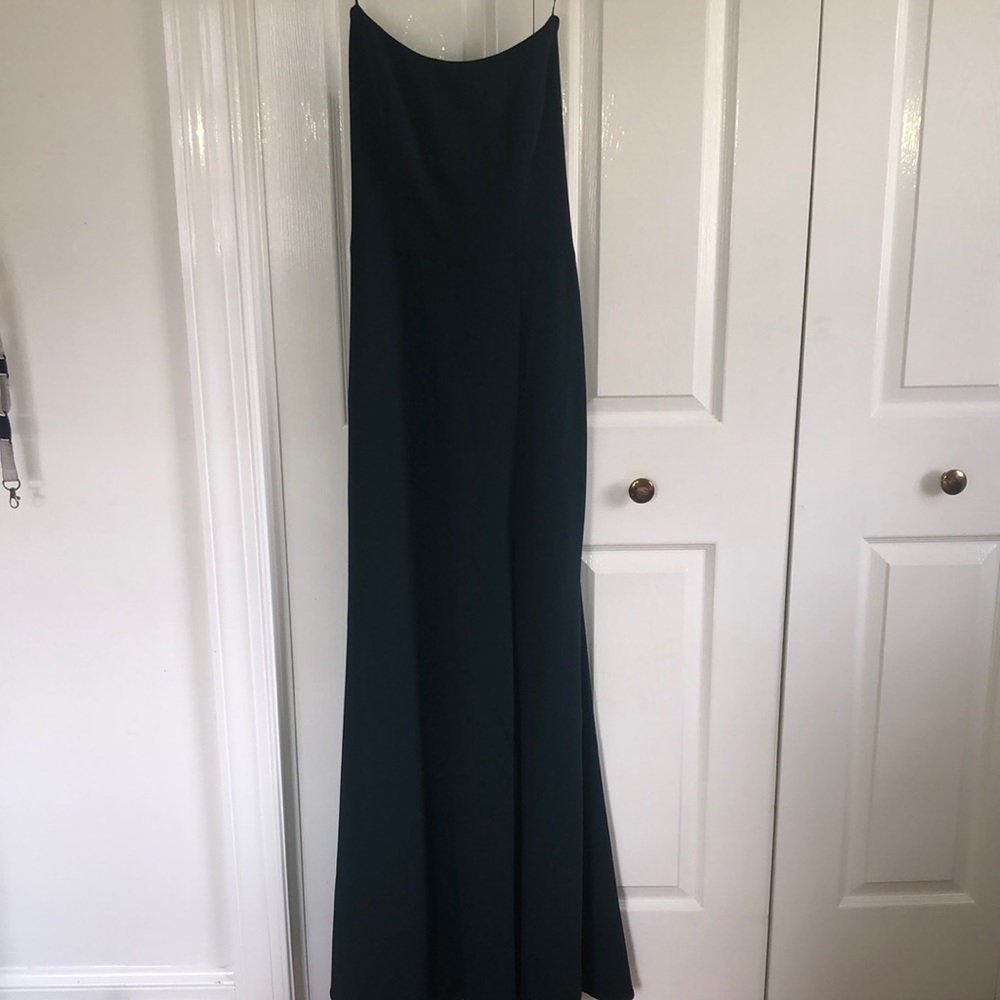 Aqua evening dress with slit